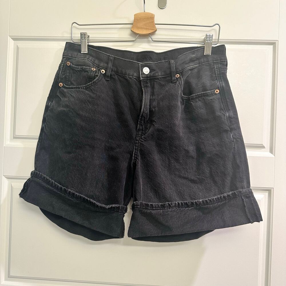 American Eagle Strigid 6” High-Waisted Denim Cuffed Shorts Sz 10